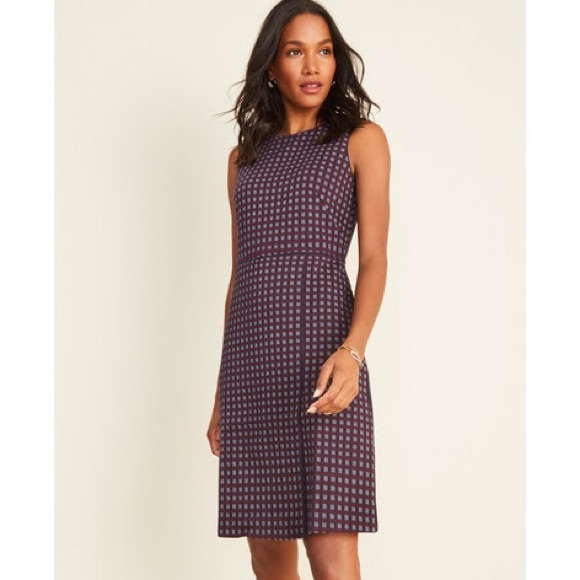 Ann Taylor Petite Checked Overlap A-Line Dress 00P - Picture 1 of 10